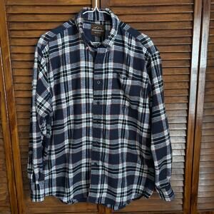 Mountain Ridge Men's Flannel Shirt - Blue Plaid - Size Medium 100% Cotton